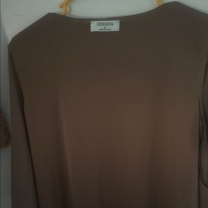 Zenana Brown Long Sleeve Top
